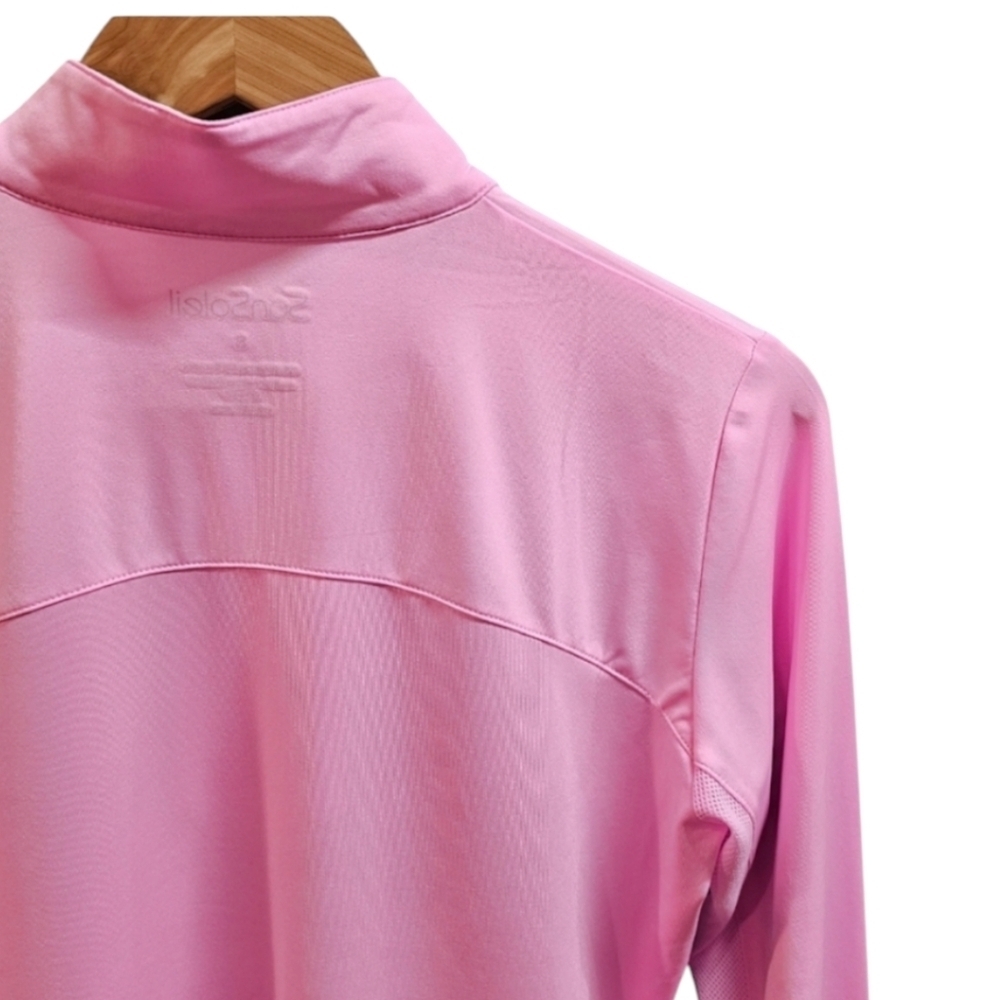 SanSoleil SolCool Draper 1/4 Zip Long Sleeve Houndstooth Top Small Pink Golfing - Picture 9 of 11